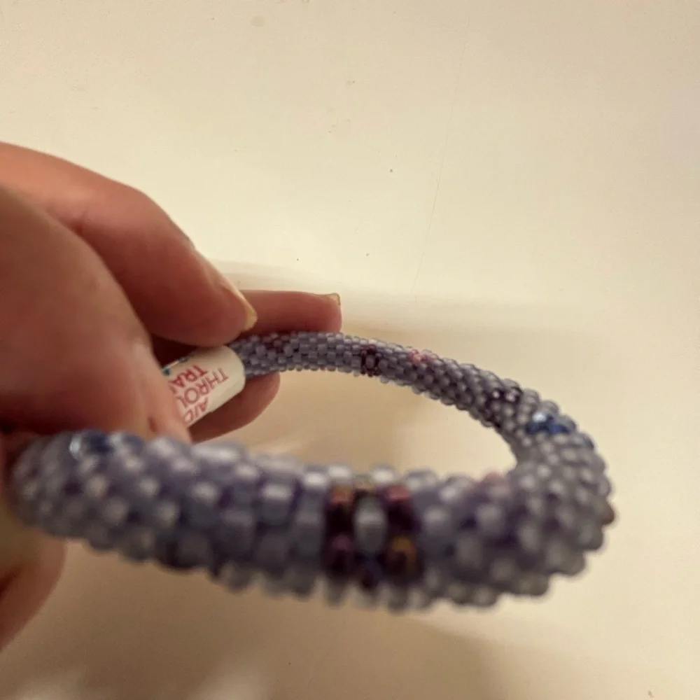 Flower Power Kid's Rollies Glass Beaded Bracelet Purple NWT